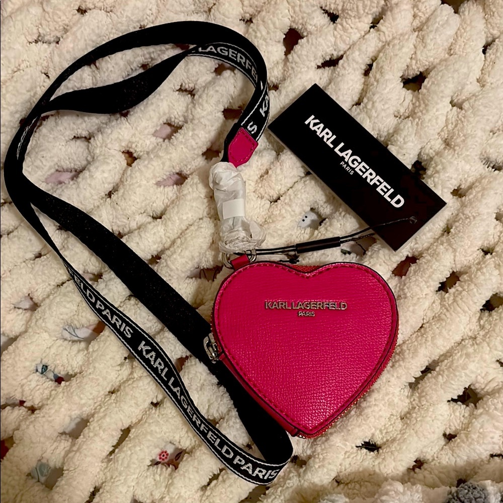 Karl Lagerfeld Pink Heart Crossbody Bag mini coins
